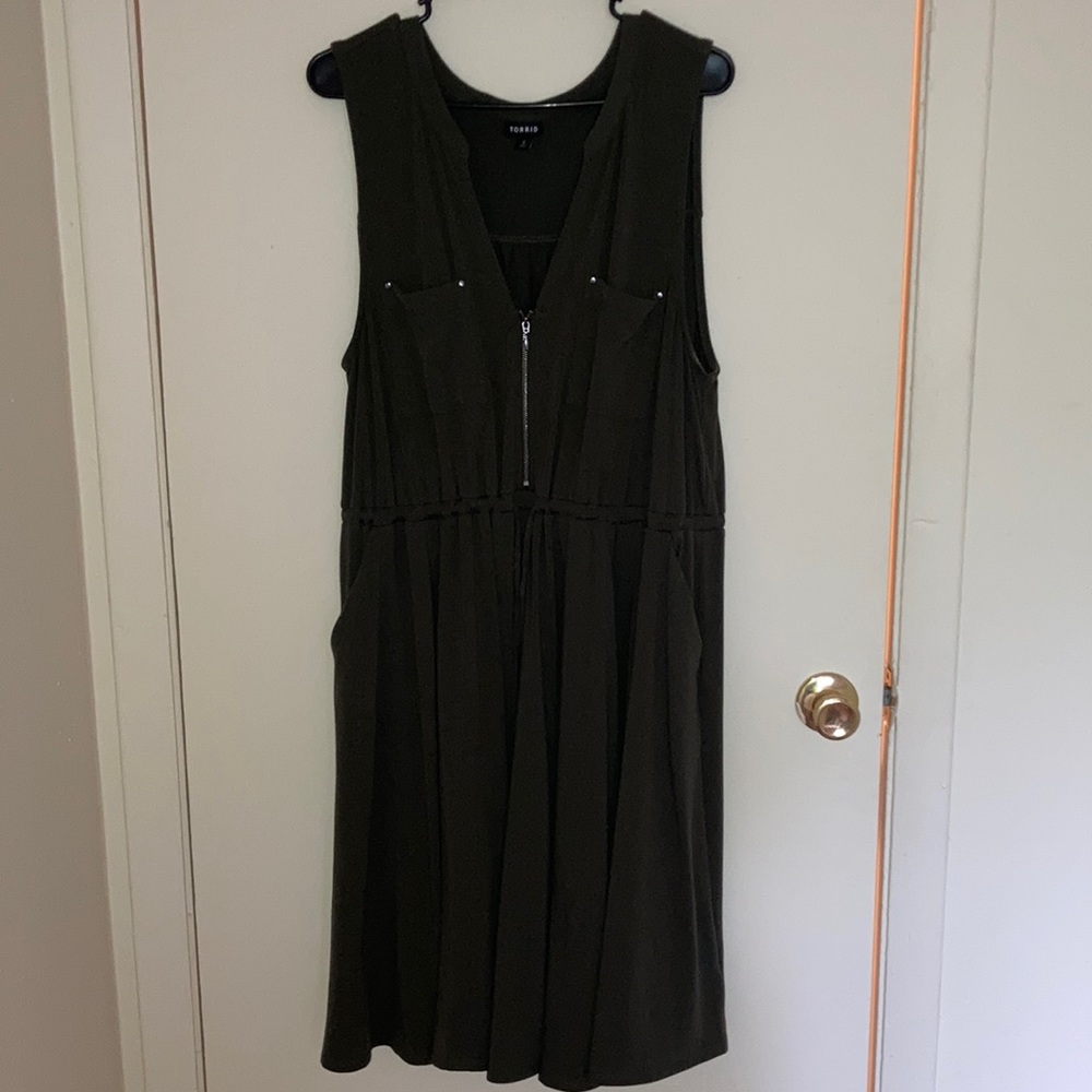 Olive green torrid Size 2 zip front shirt dress